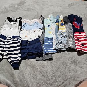 6-9 Month Baby Boy Summer Clothing Bundle With Stripes and Patterns